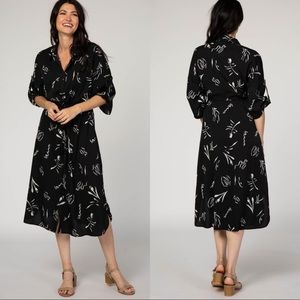 NWT Piper and Scoot Midi Abstract Floral Buttondown Dress